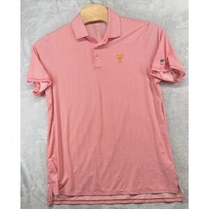 B Draddy Golf Sport Performance Polo Presidents Cup Logo USA Red Striped Men's L